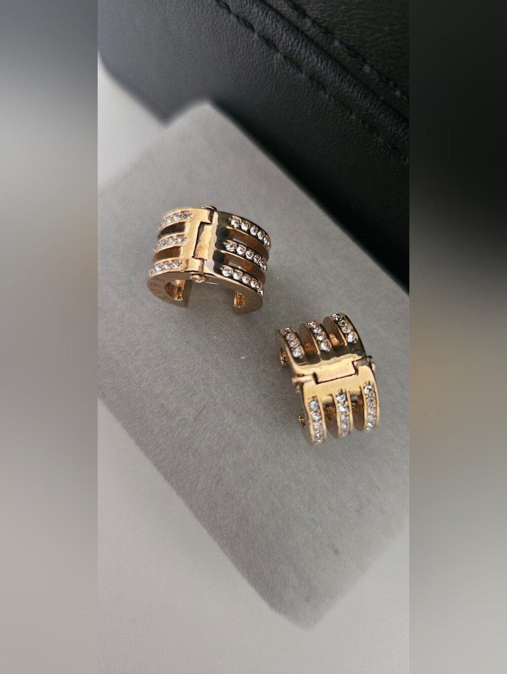 Michael Kors Gold Crystal Triple-Row Huggie Earrings
